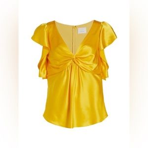 CINQ À SEPT Pem Silk Flutter Sleeve Blouse Size MEDUIM NWOT